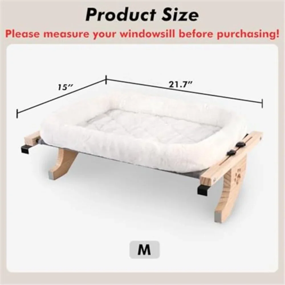 Cat Window Perch Hammock Bed With Cushion No Drill Wood Metal Frame